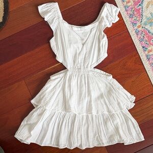 White Ruffled Gap Gauze Cutout Dress size M